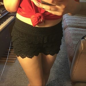 💘HP💘Black Crochet Shorts OBO